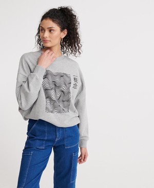 Superdry Slouchy Coded Loopback Női Pulóver Szürke | MUBTY5108